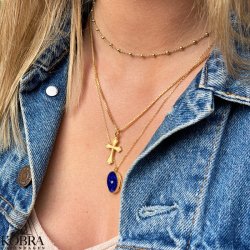 "Runa" lille guld kors halskde