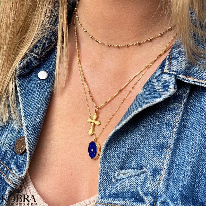 "Runa" lille guld kors halskde