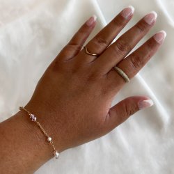 "Blush Pearl" Gold-plated bracelet with pearls and stones