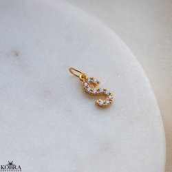 "Alias" gold letter with white stones (charm)