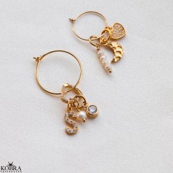 Charm - small gold heart with white stones