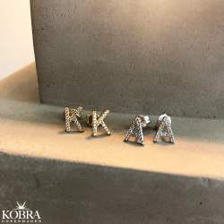 "Zoey" silver initial earrings