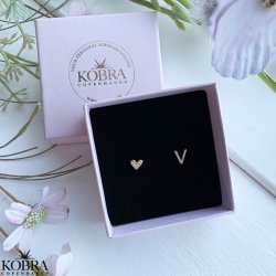 "Zoey" gold initial earrings with stones