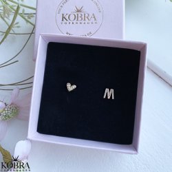 "Zoey" gold initial earrings with stones