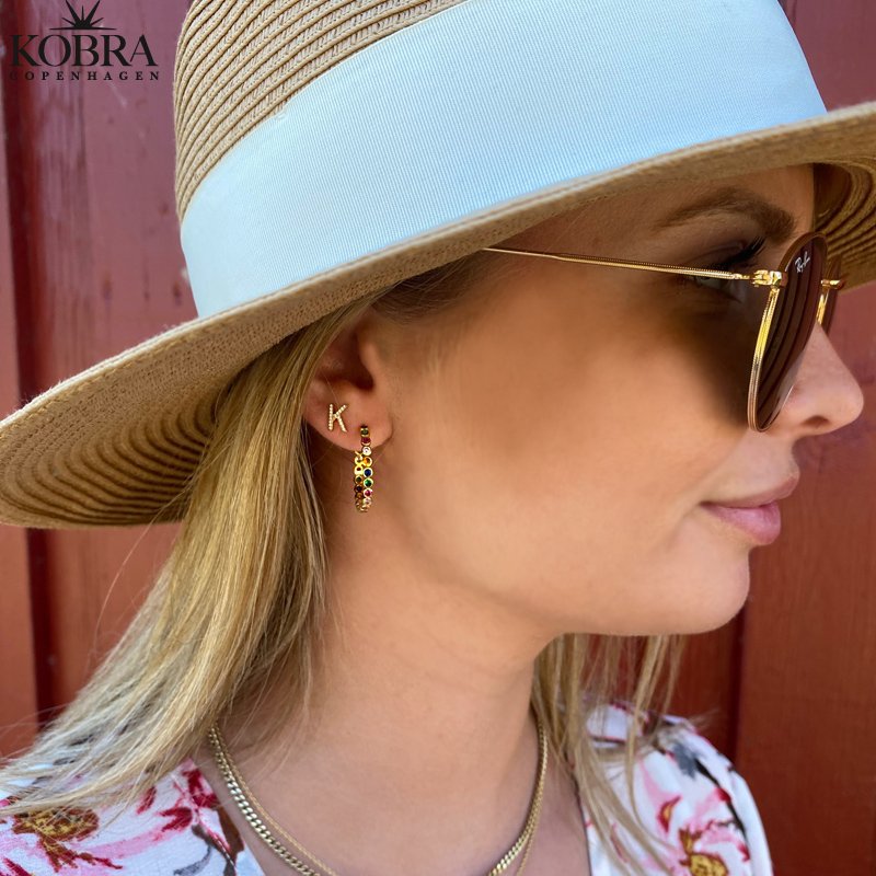 "Zoey" gold initial earrings with stones