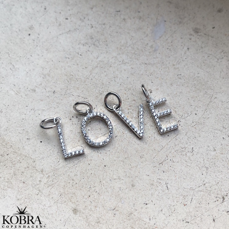 "Zoey" sterling silver letter with white stones