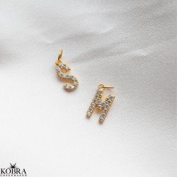 "Alias" gold letter with white stones (charm)