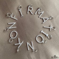 "Zoey" sterling silver letter with white stones