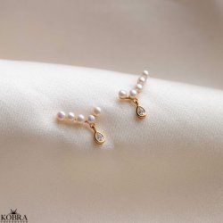 "Casablanca" 18 karat forgyldte perlereringe med lille drbe