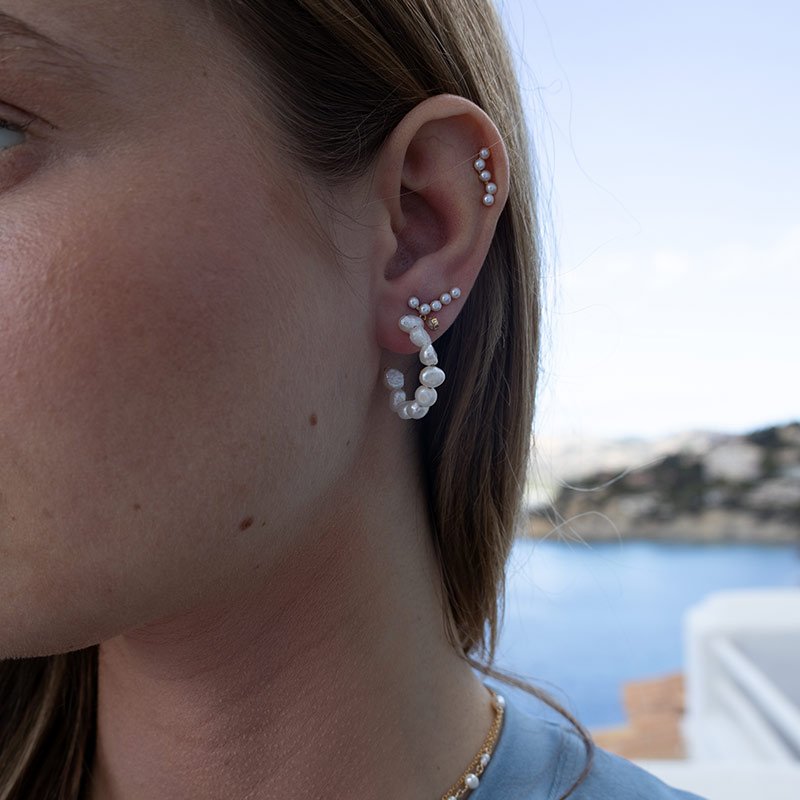 "Maggie" guld perle hoops / øreringe