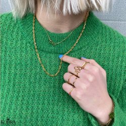 "Hawaii" 18 karat forgyldt ring med multifarvet sten