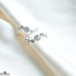 "Solenne" Sterling slv hoops med blgende former og zirkonia