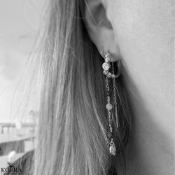 "Solenne" Sterling slv hoops med blgende former og zirkonia