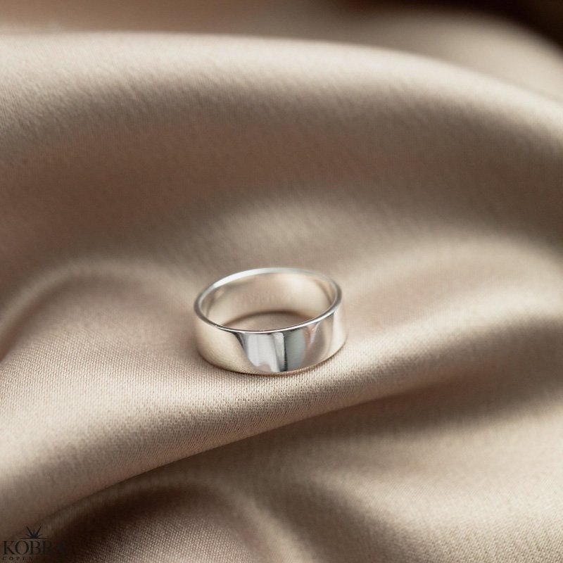 "Gamma" simple semi-wide silver ring for men