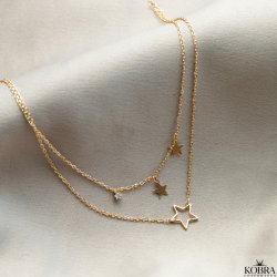  "Bright" 2-in-1 gold necklace with stars and stones
