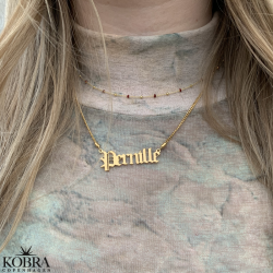 "Bronx" 18 karat forgyldt navnehalskde med dit navn samt 2mm. panzerkde