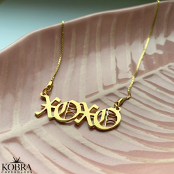 "Bronx" 18 karat forgyldt navnehalskde med dit navn samt 2mm. panzerkde