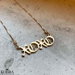 "Bronx" 18 karat forgyldt navnehalskde med dit navn samt 2mm. panzerkde