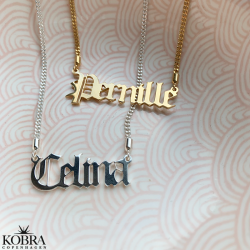 "Bronx" 18 karat forgyldt navnehalskde med dit navn samt 2mm. panzerkde