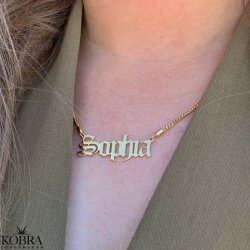 "Bronx" 18 karat forgyldt navnehalskde med dit navn samt 2mm. panzerkde