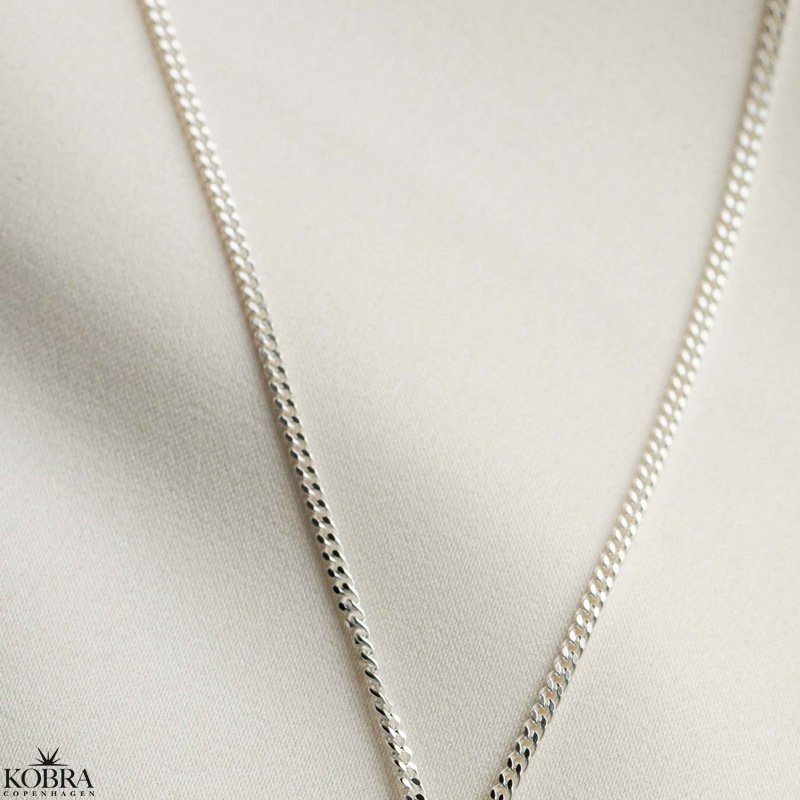 "Clinton" 2mm panzer halskde i sterling slv