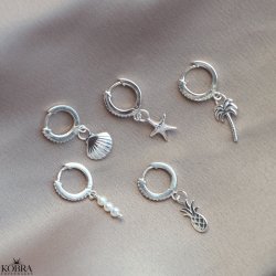 "California" slv reringe med sten og sommer-vedhng