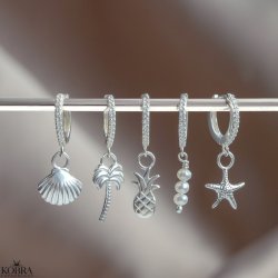 "California" slv reringe med sten og sommer-vedhng