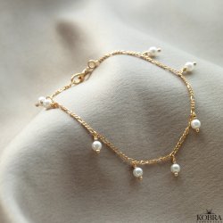 "Balance" gold bracelet with genuine freshwater pearls