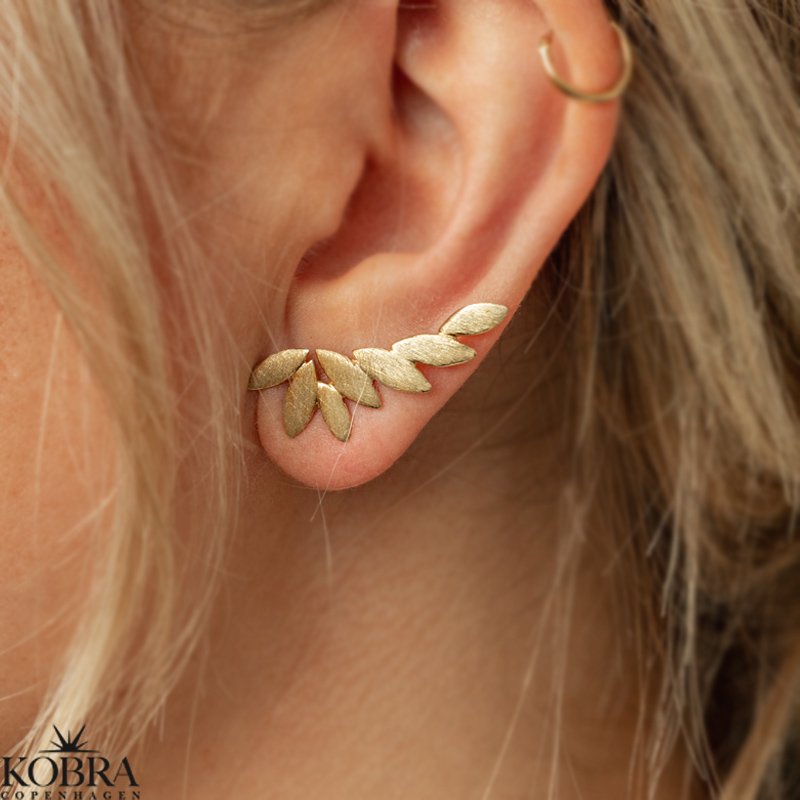 "Cardea" 18 carat gold plated leaf earrings