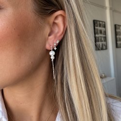 "Carlene" silver pearl earrings