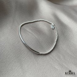 "Carly" Armbnd med tynd plade og sm slvkugler