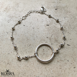 "Carol" sterling silver bracelet with silver ring and ball chain