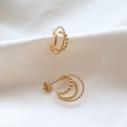 "Cary" 18k Gold Plated 3-in-1 Hoop Earrings