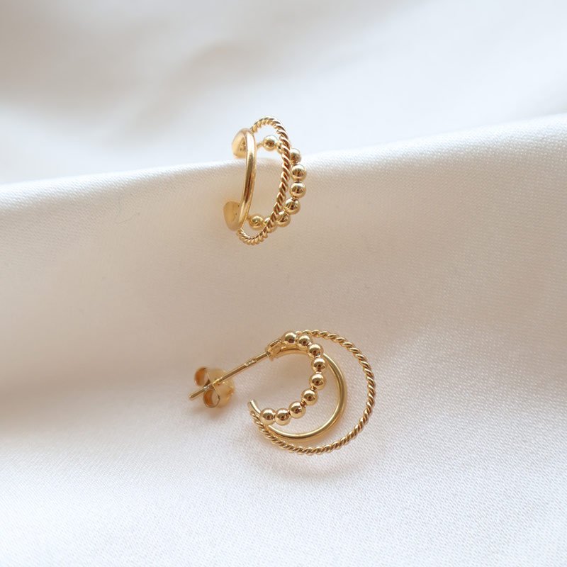 "Cary" 18k Gold Plated 3-in-1 Hoop Earrings