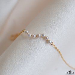  "Casablanca" forgyldt armbnd med gte ferskvandsperler