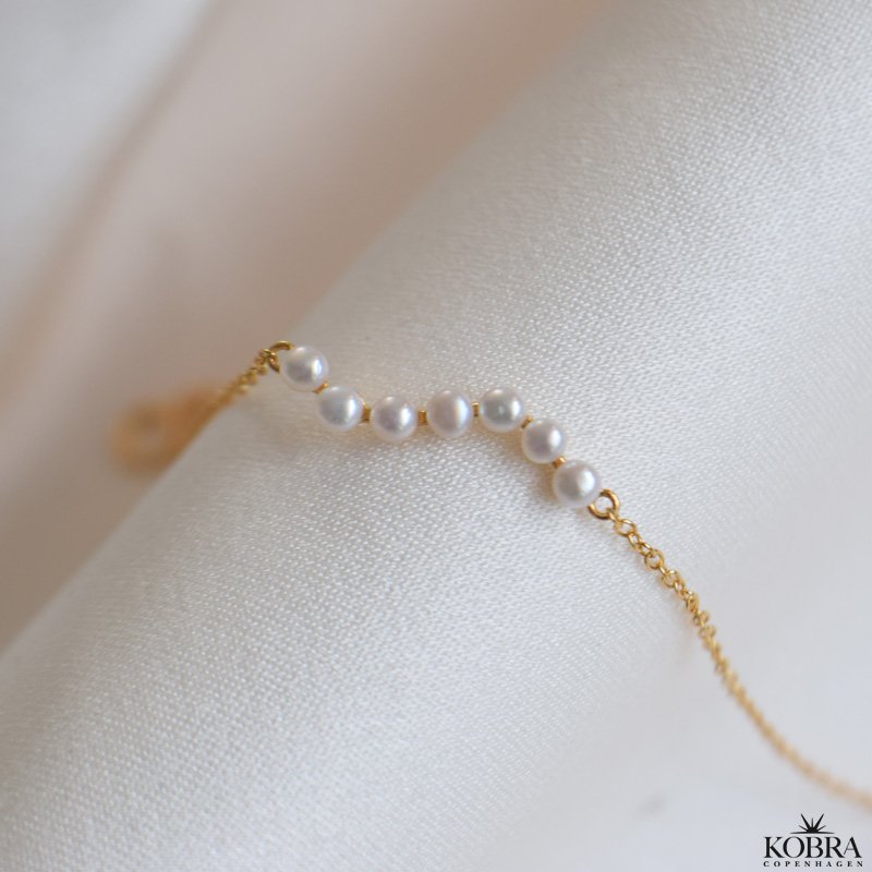  "Casablanca" forgyldt armbnd med gte ferskvandsperler