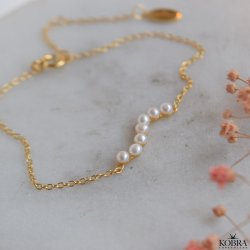  "Casablanca" forgyldt armbnd med gte ferskvandsperler