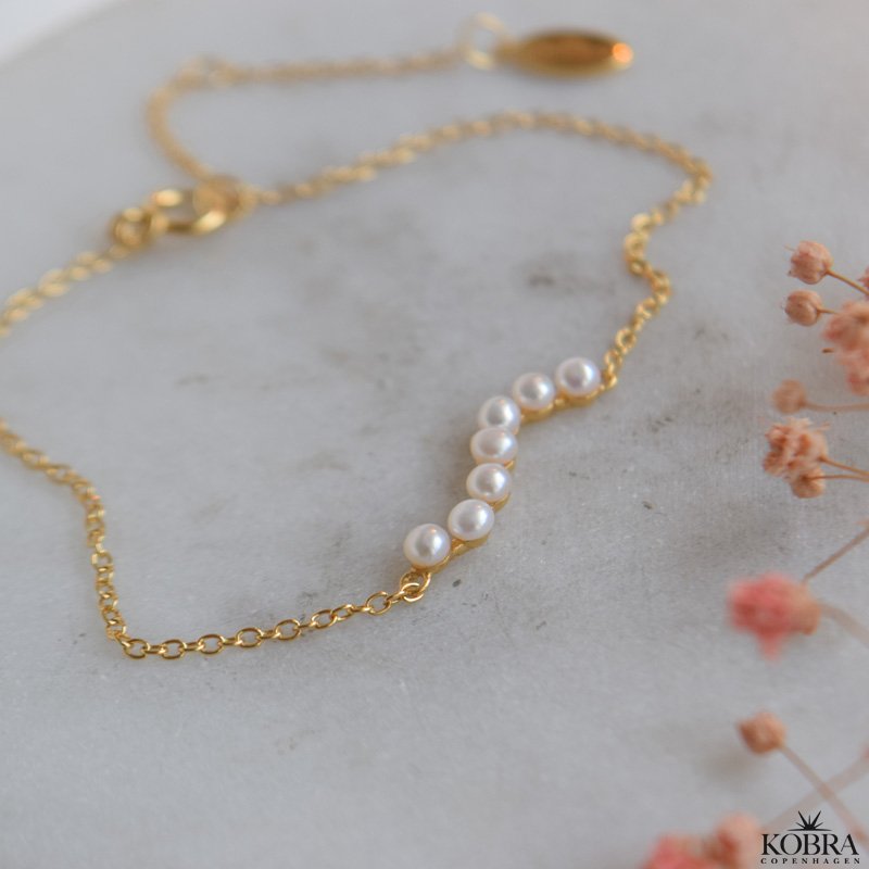  "Casablanca" forgyldt armbnd med gte ferskvandsperler