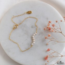  "Casablanca" forgyldt armbnd med gte ferskvandsperler