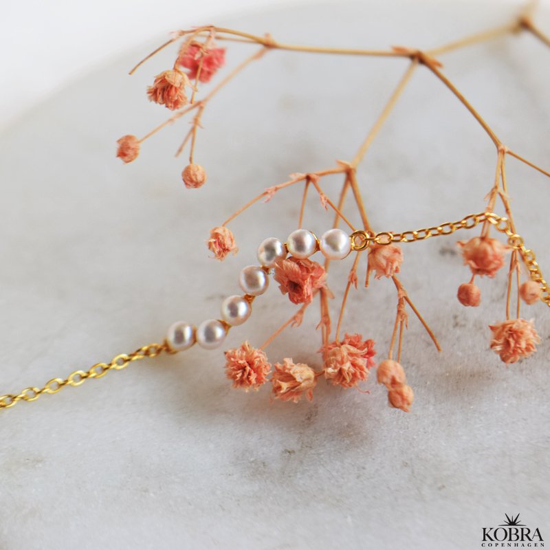  "Casablanca" forgyldt halskde med gte ferskvandsperler