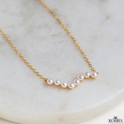  "Casablanca" forgyldt halskde med gte ferskvandsperler