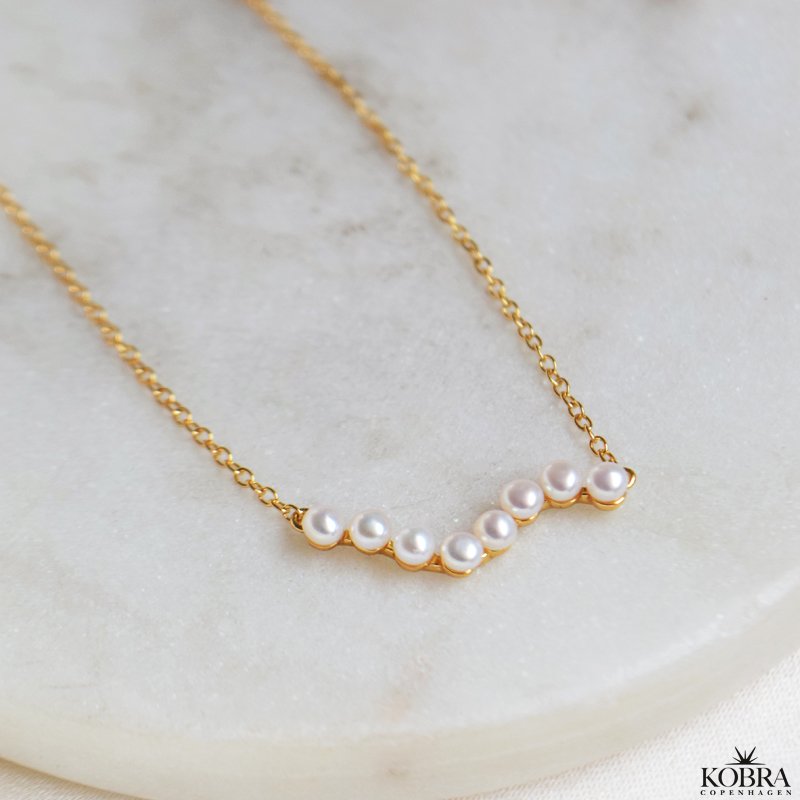  "Casablanca" forgyldt halskde med gte ferskvandsperler