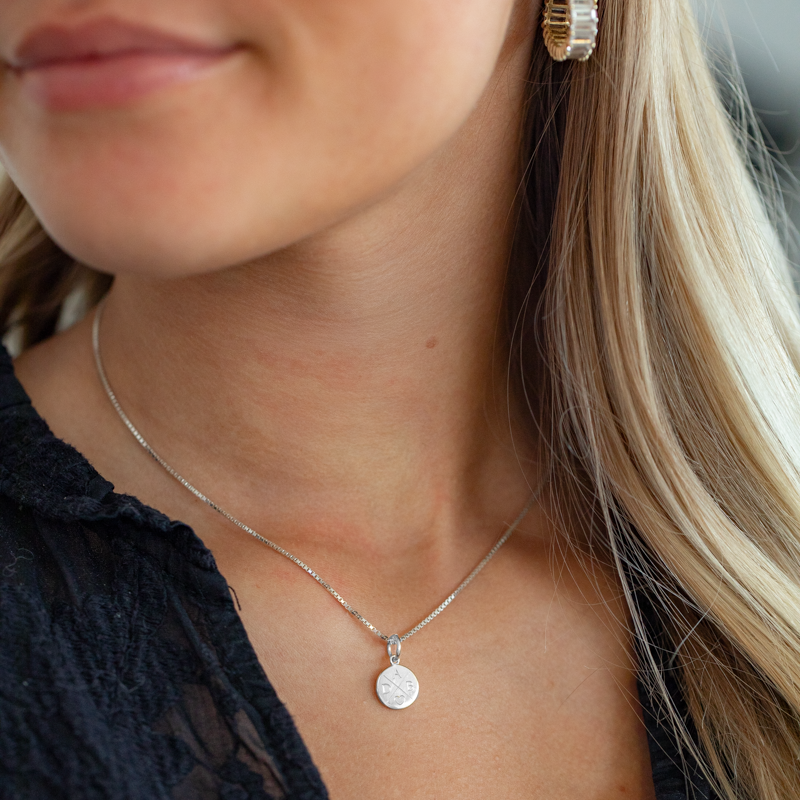"Charlie" Mini ID Tag with Cross Engraving in Silver