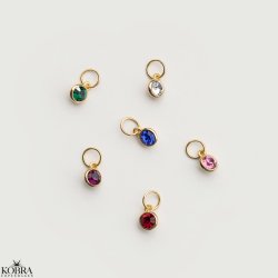 Charm with optional color stone in gold