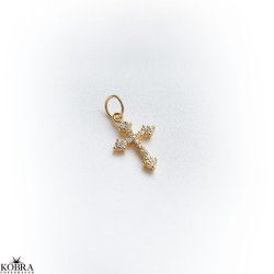 Charm - guld kors med sten