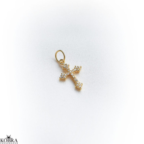 Charm - guld kors med sten