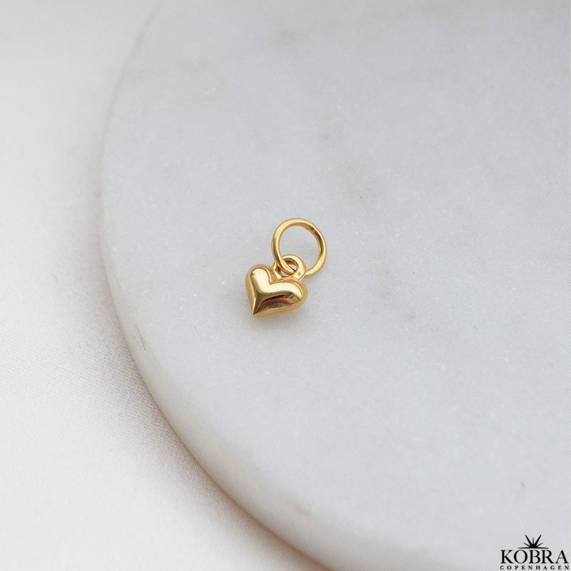 Charm - lille guld hjerte vedhng