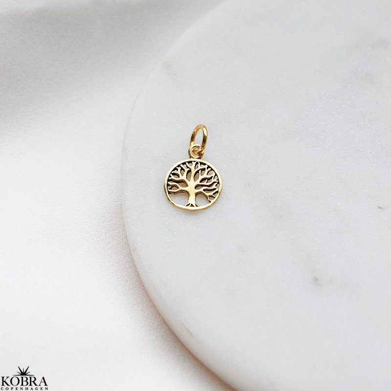 Charm i guld med Livets Træ amulet