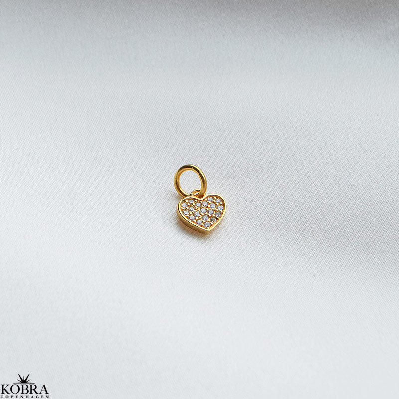 Charm - small gold heart with white stones