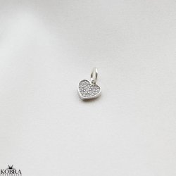 Charm - small heart with white stones